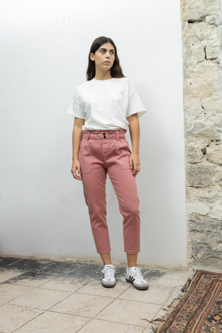 Pantalon carotte taille élastiquée