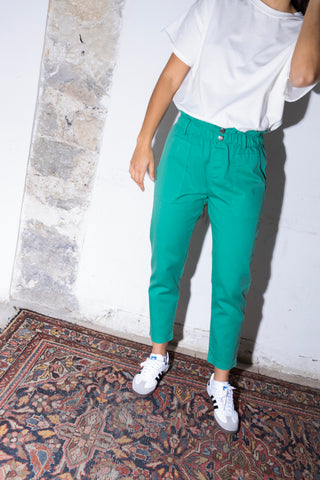 Pantalon carotte taille élastiquée