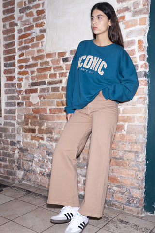Pantalon wide leg taille élastiquée