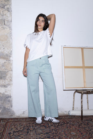 Pantalon wide leg taille élastiquée