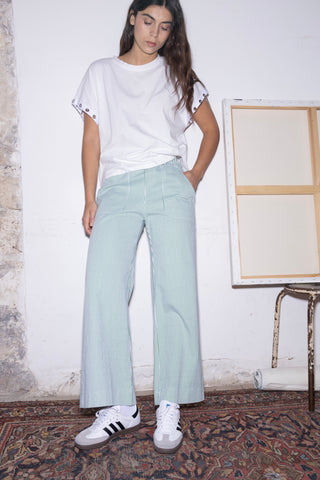Pantalon wide leg taille élastiquée