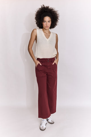 Pantalon wide leg taille élastiquée