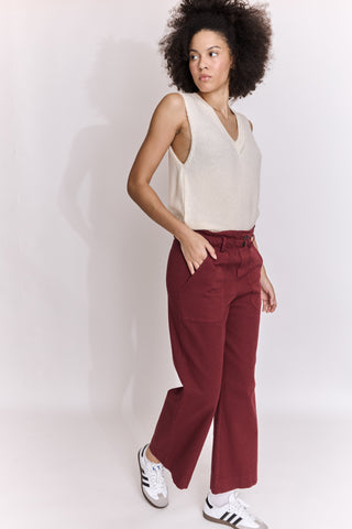 Pantalon wide leg taille élastiquée