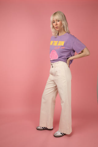 Jeans wide leg taille élastiquée
