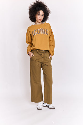 Pantalon wide leg taille élastiquée