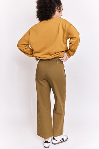 Pantalon wide leg taille élastiquée