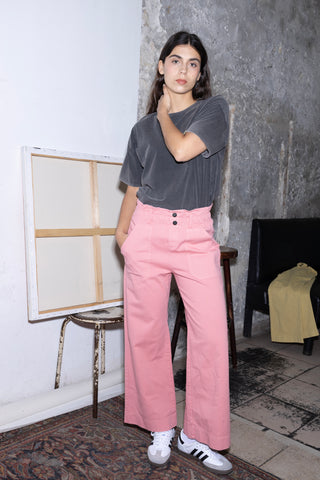 Pantalon wide leg taille élastiquée