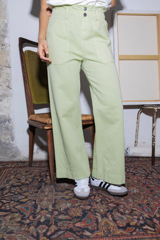 Pantalon wide leg taille élastiquée