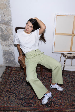 Pantalon wide leg taille élastiquée