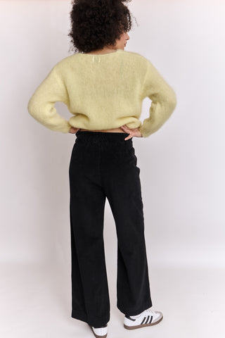 Pantalon wide leg en velours taille élastiquée