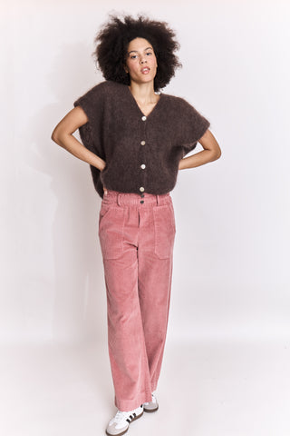 Gilet sans manche boutonné en Kid Mohair