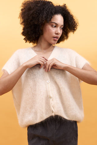Gilet sans manche boutonné en Kid Mohair