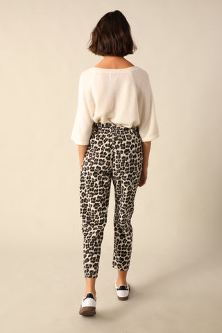 Pantalon en velours imprimé Léopard