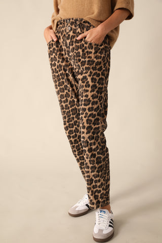 Pantalon en velours imprimé Léopard