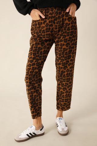 Pantalon en velours imprimé Léopard