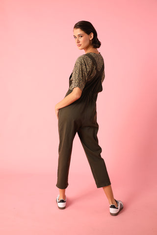 Salopette en gabardine coupe carotte