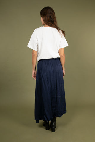 Jupe fluide en soie satinée