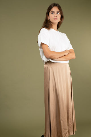 Jupe fluide en soie satinée