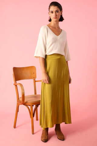 Jupe fluide en soie satinée