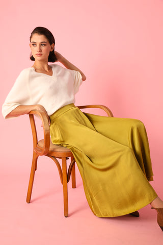 Jupe fluide en soie satinée