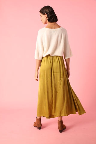 Jupe fluide en soie satinée