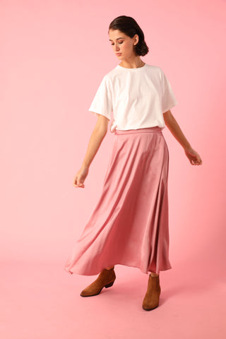 Jupe fluide en soie satinée
