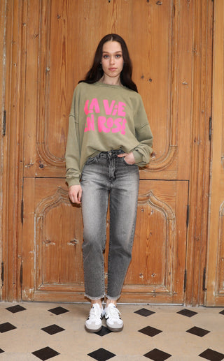 Sweatshirt délavé La Vie En Rose manches longues