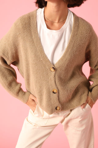 Gilet boutonné en Baby Alpaga col V