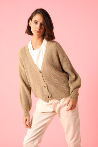 Gilet boutonné en Baby Alpaga col V