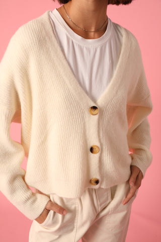 Gilet boutonné en Baby Alpaga col V