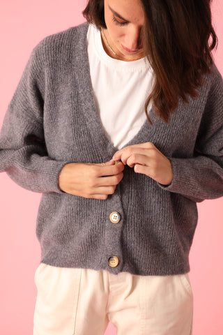 Gilet boutonné en Baby Alpaga col V