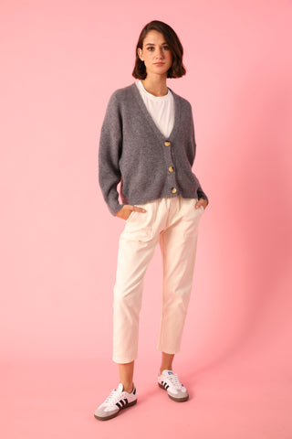 Gilet boutonné en Baby Alpaga col V