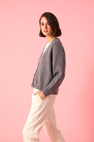 Gilet boutonné en Baby Alpaga col V