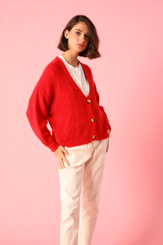 Gilet boutonné en Baby Alpaga col V