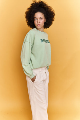 Sweatshirt délavé Amour glitter glitter manches longues