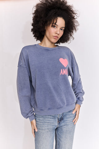 Sweatshirt délavé Amor manches longues