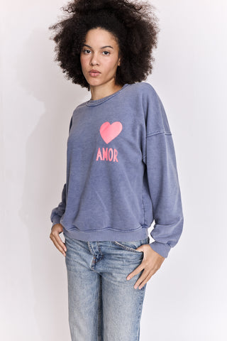 Sweatshirt délavé Amor manches longues