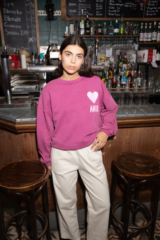 Sweatshirt délavé Amor manches longues