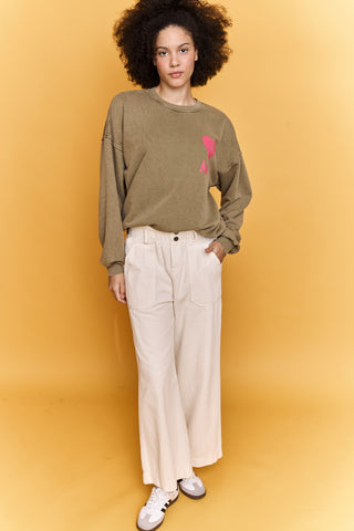 Sweatshirt délavé Amor manches longues