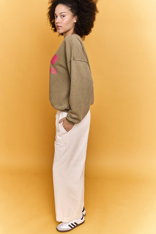 Sweatshirt délavé Amor manches longues