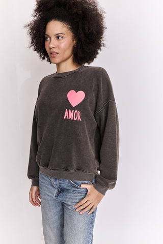Sweatshirt délavé Amor manches longues