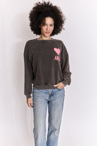Sweatshirt délavé Amor manches longues