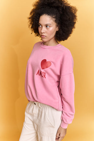 Sweatshirt délavé Amor manches longues