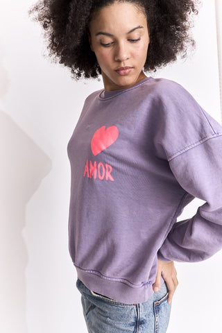 Sweatshirt délavé Amor manches longues