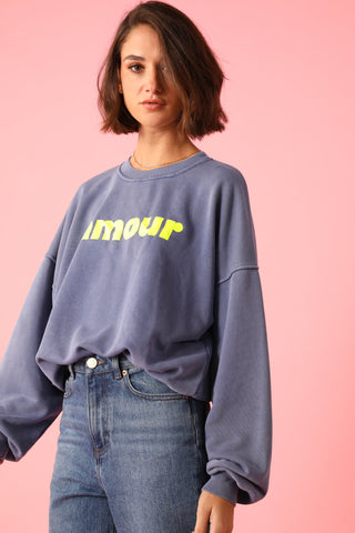 Sweatshirt délavé Amour manches longues