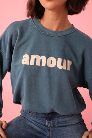 Sweatshirt délavé Amour manches longues
