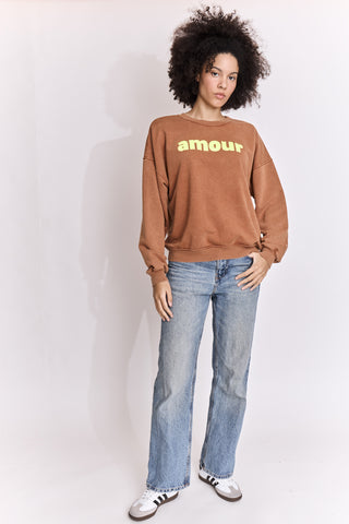 Sweatshirt délavé Amour manches longues
