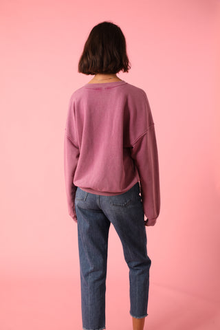 Sweatshirt délavé Amour manches longues