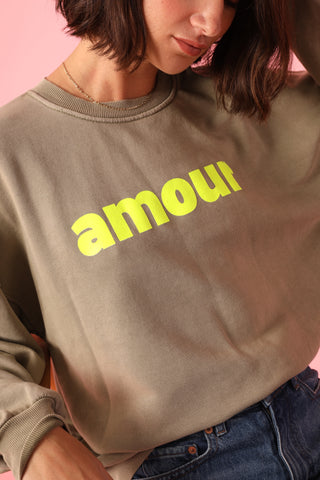 Sweatshirt délavé Amour manches longues