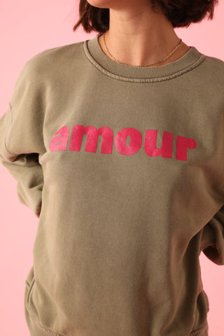 Sweatshirt délavé Amour manches longues